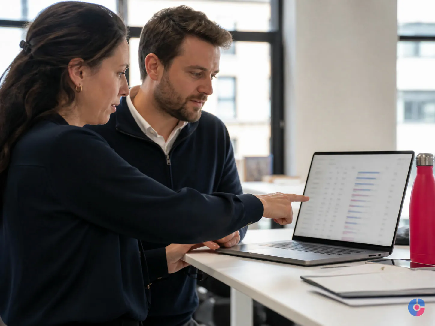 Sales colleagues reviewing a researched account list together