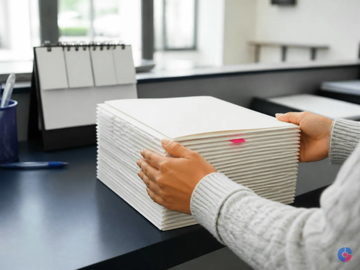 Admissions applications being organised during a school enrolment period