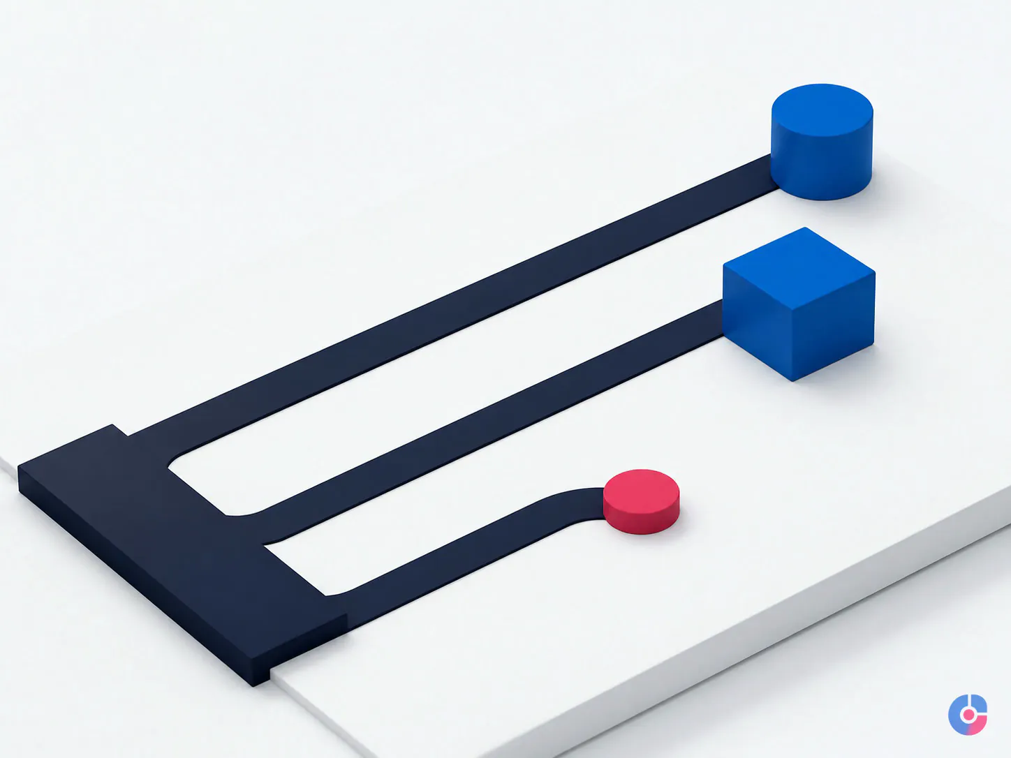 Isometric lanes concept showing keywords grouped by search intent into landing pages