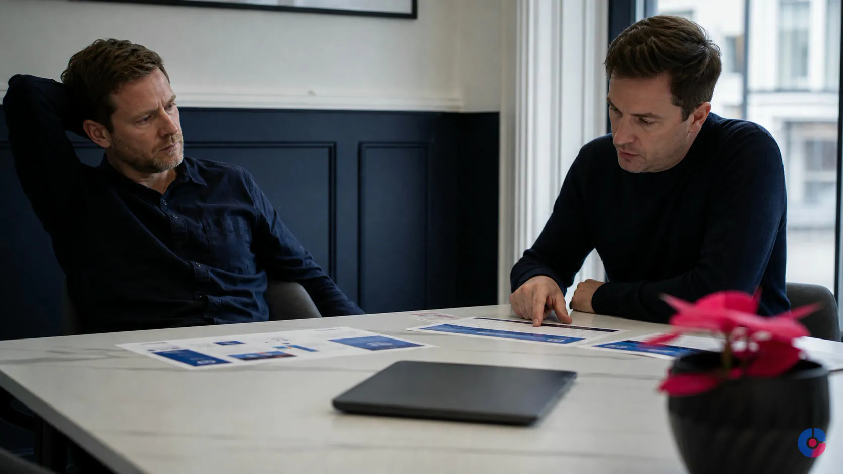 Business partners comparing ecommerce platform options before choosing Shopify or WooCommerce