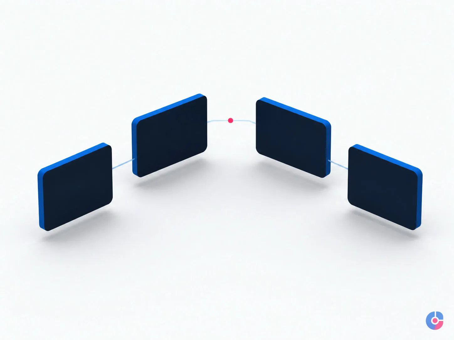Isometric render of four content pillars used to plan a social media strategy