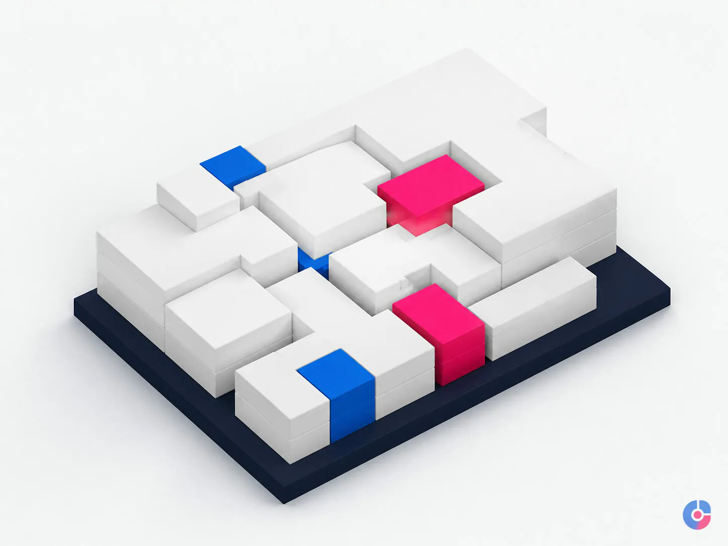 Isometric blocks slotting into an existing team structure, representing added capacity