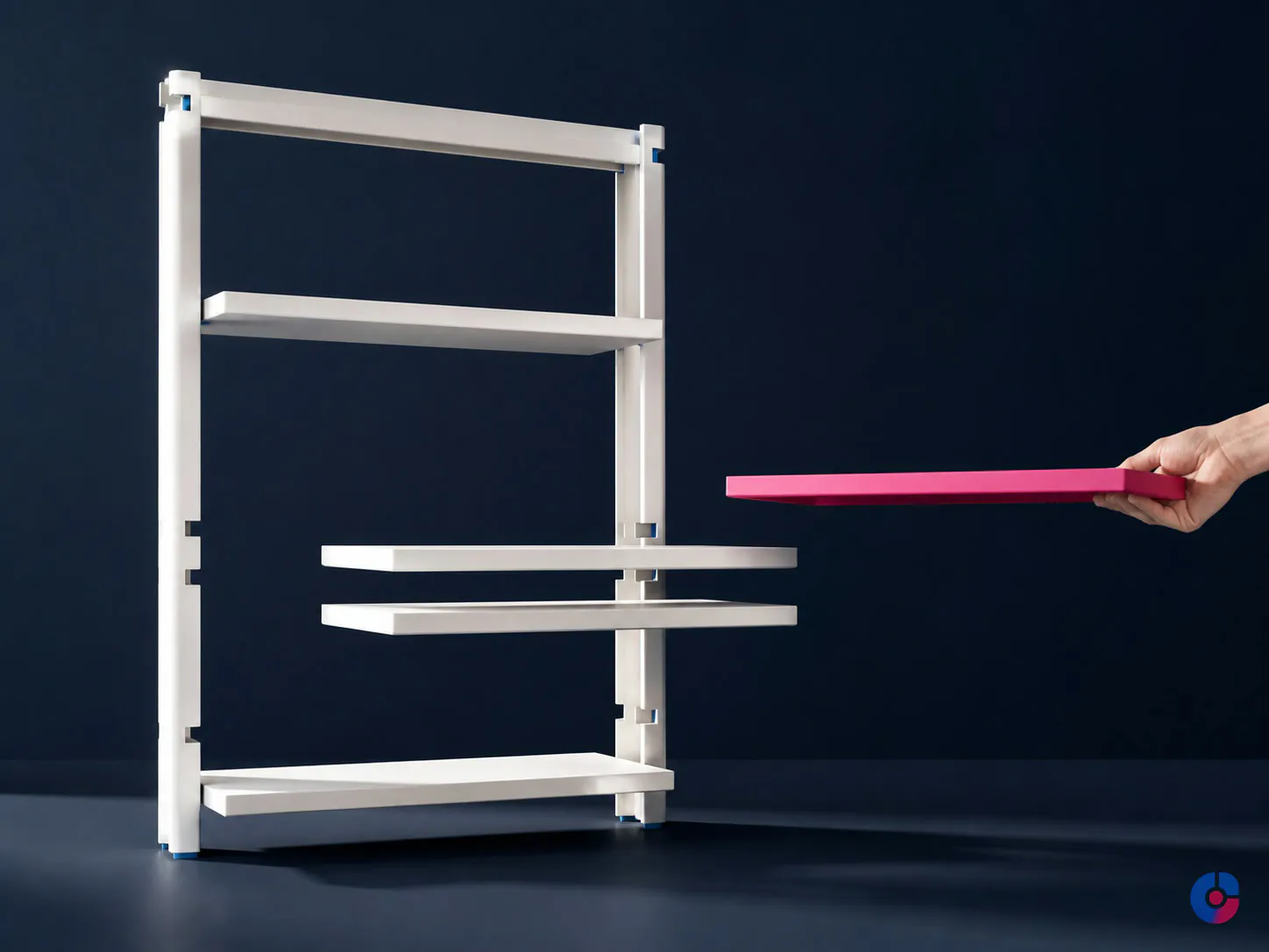 Modular shelving being extended, representing reversible added team capacity