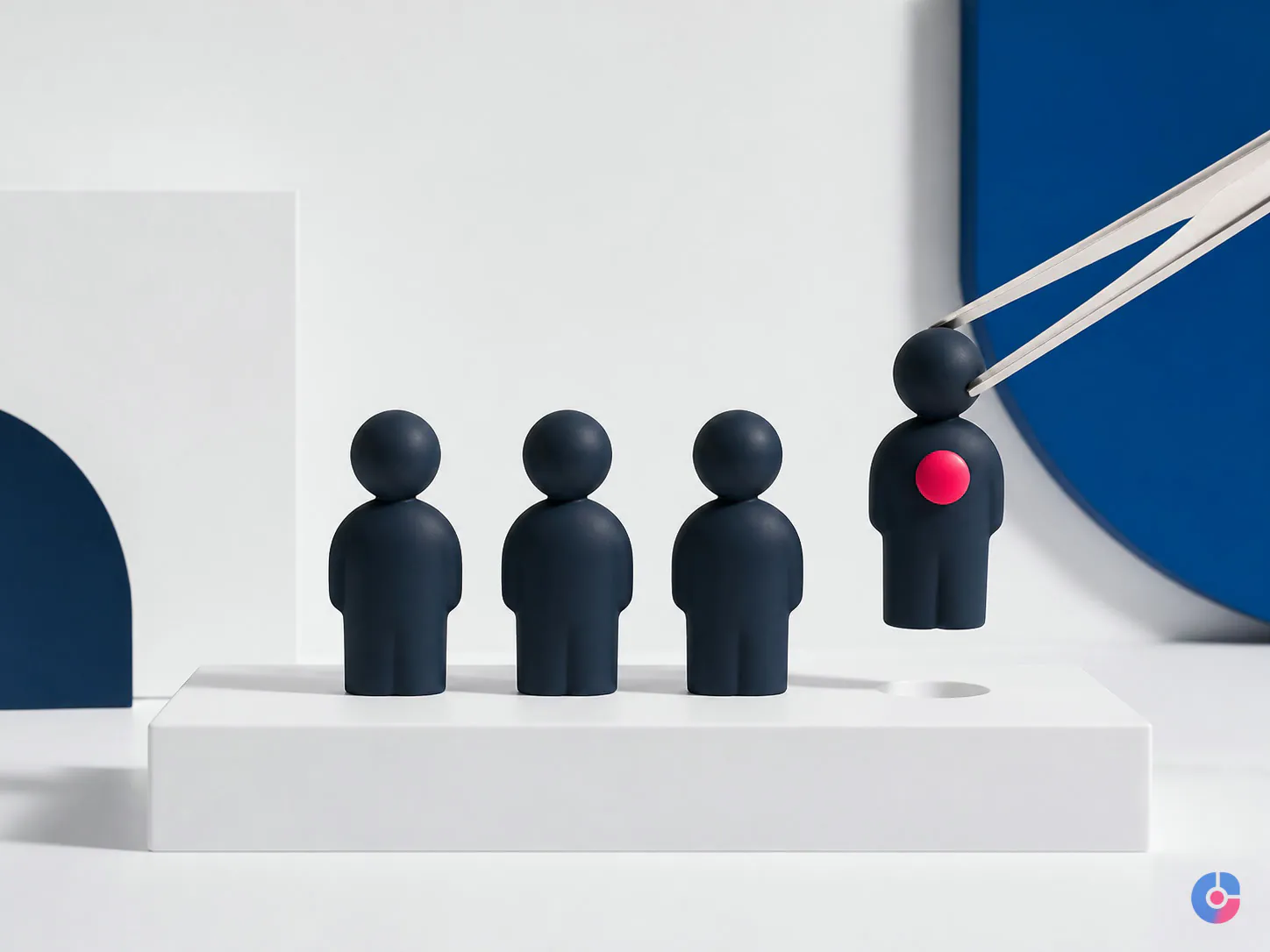 Sculptural figures illustrating staffing continuity and replacement cover for remote roles