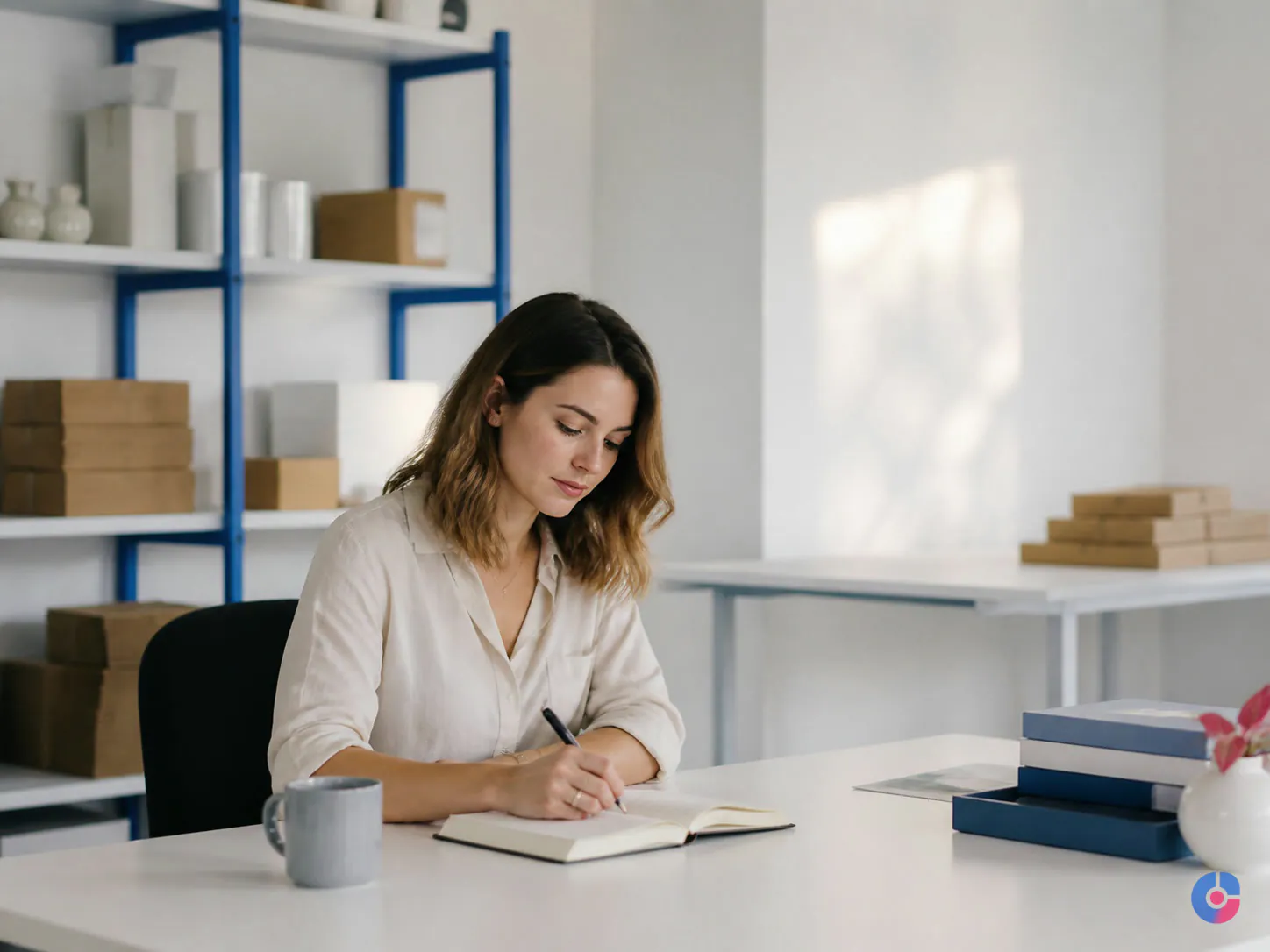Store owner planning growth work after routine tasks moved to an assistant
