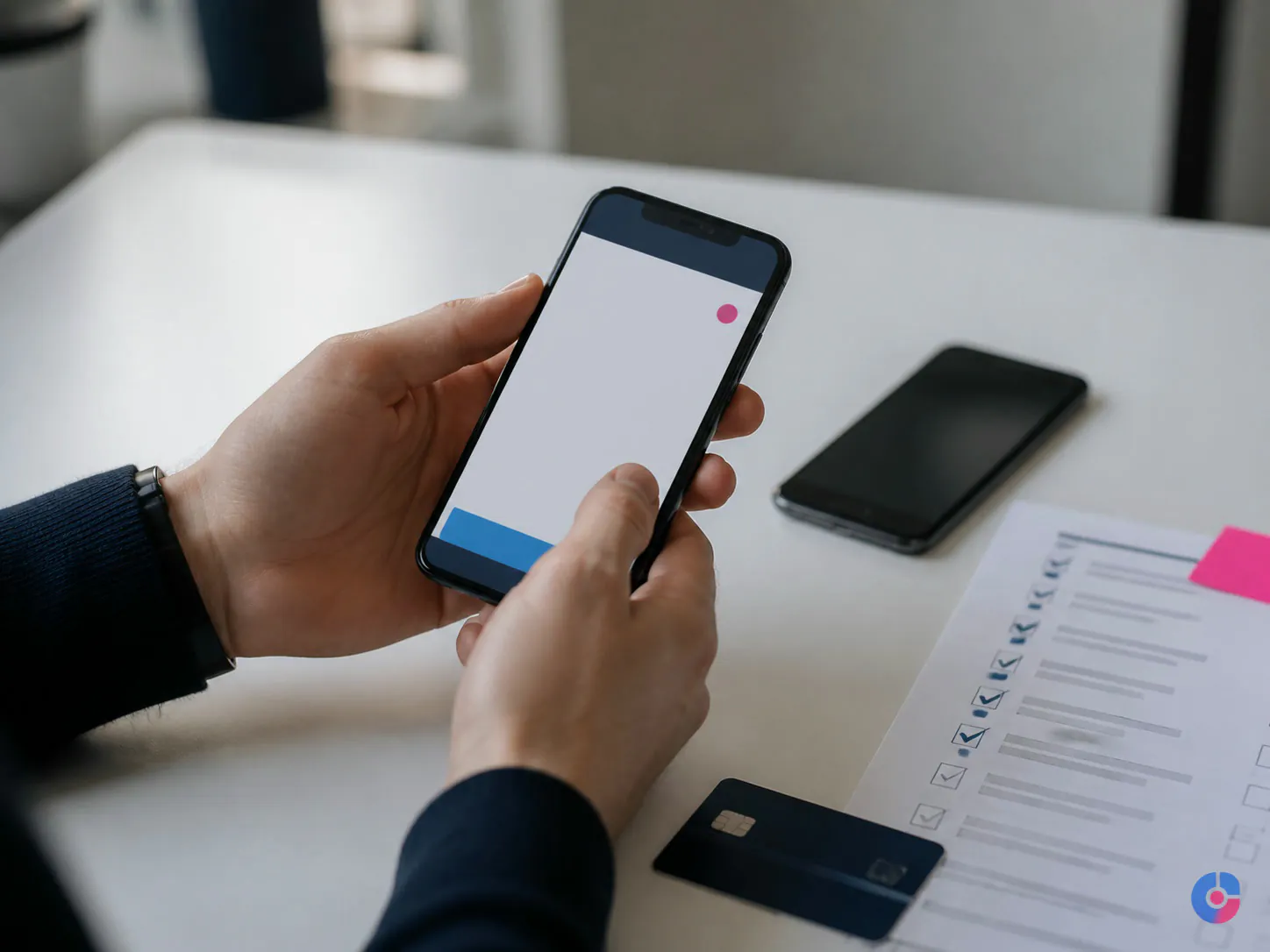 Hands running a mobile checkout test as part of weekly Shopify store support