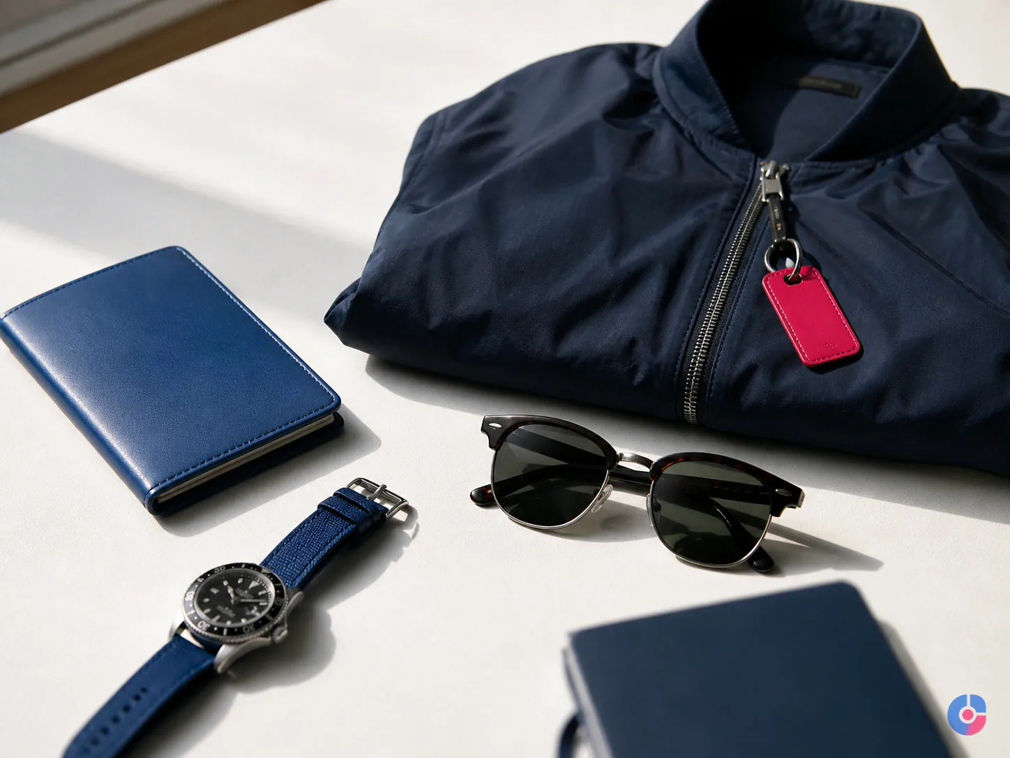 Neatly arranged travel essentials prepared ahead of a coordinated trip