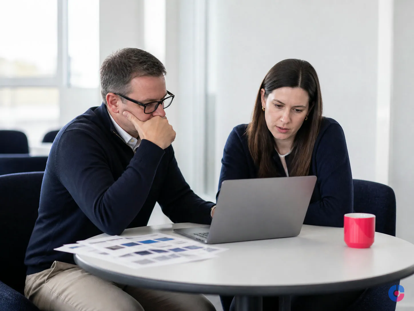 Compliance and operations colleagues reviewing the results of a record verification sample audit