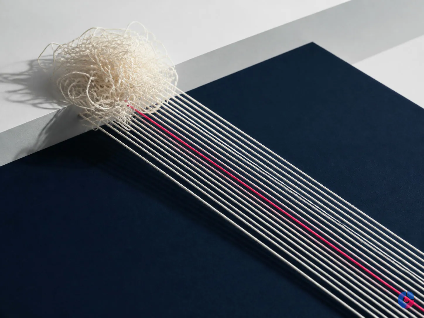 Tangled threads combed into parallel strands, representing unstructured data made structured