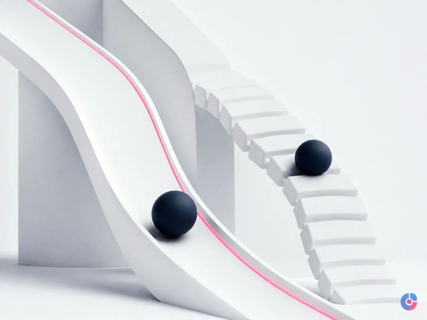 Abstract ramps concept comparing fast and slow website loading performance