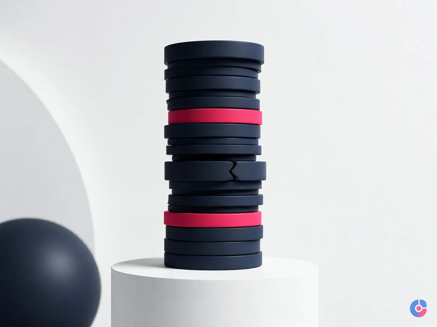 Abstract render of a stack of plugins with one cracked, representing WooCommerce update risk