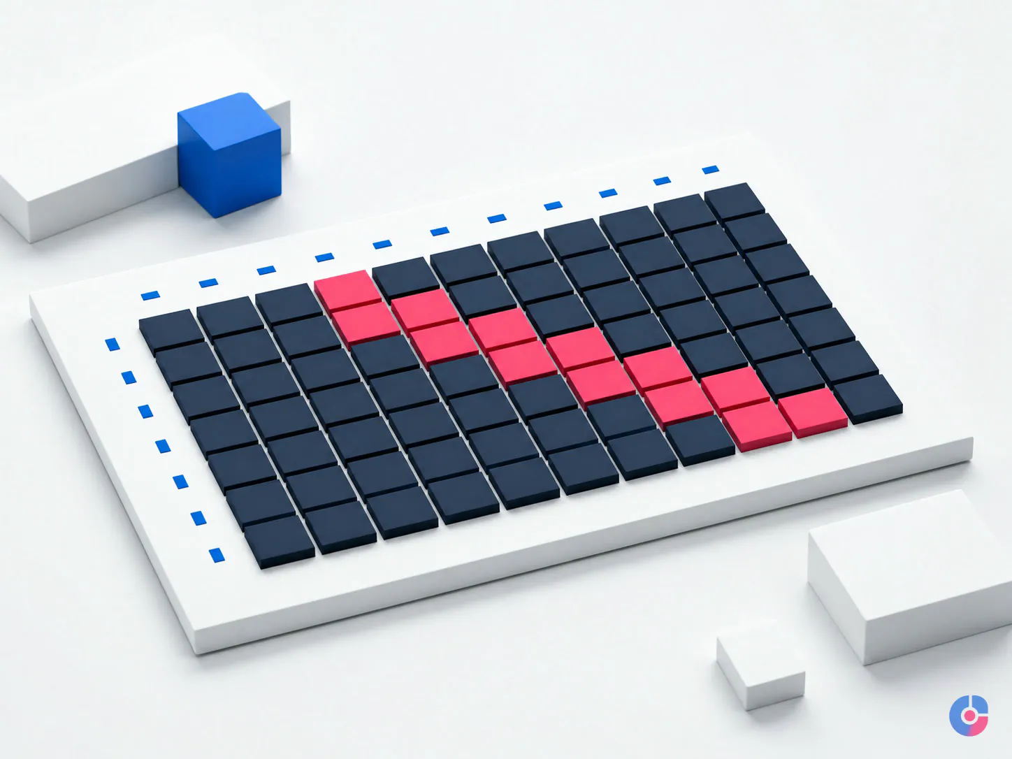 Abstract grid render showing scheduled coverage aligned to a forecast demand peak